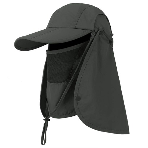 Cristgee 자외선 차단 접이식 선캡, 트레킹 등산 낚시 모자, 얼굴 목 보호 UPF 50+ 보호 캡 야외 스포츠 모자 Army Green