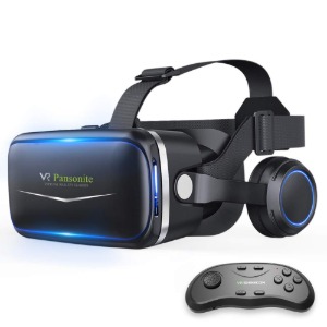 Pansonite 가상현실 VR 헤드셋 리모컨이 포함 VR 게임 및 3D 영화용 3D 안경 가상 현실 헤드셋