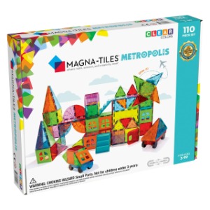 Magna-Tiles 마그나타일 메트로폴리스 오리지널 마그네틱 빌딩 타일 자석 블럭 창의적인 개방형 놀이 위한 멀티 컬러 교육 완구 110개