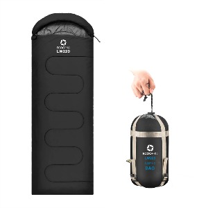 에코프로 3계절 캠핑 비박 배낭 여행 휴대용 방수 소형 경량 압축팩 1인 침낭 Black