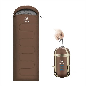 에코프로 3계절 캠핑 비박 배낭 여행 휴대용 방수 소형 경량 압축팩 1인 침낭 Brown