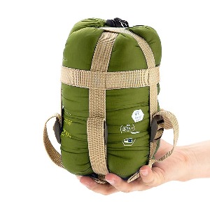 에코프로 3계절 캠핑 비박 배낭 여행 휴대용 방수 소형 경량 압축팩 1인 침낭 Olive Green