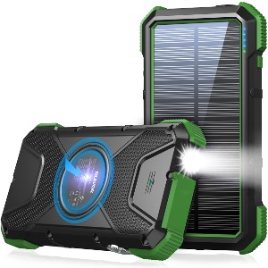 BLAVOR 태양광 충전 보조배터리, PD 18W QC3.0 고속 충전 10W 무선 충전기 20000mAh 태양광 발전 휴대폰 배터리 Green