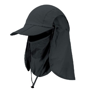 Cristgee 자외선 차단 접이식 선캡, 트레킹 등산 낚시 모자, 얼굴 목 보호 UPF 50+ 보호 캡 야외 스포츠 모자 Black