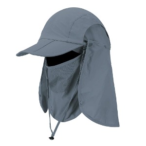 Cristgee 자외선 차단 접이식 선캡, 트레킹 등산 낚시 모자, 얼굴 목 보호 UPF 50+ 보호 캡 야외 스포츠 모자 Dark Gray