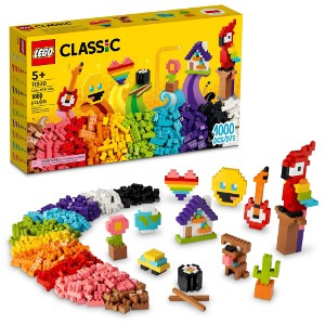 LEGO 레고 클래식 조립 장난감 세트 11030 웃는 이모티콘 만들기, 앵무새, 꽃 등, 어린이 학습 창의력 조립 장난감 세트 1000피스