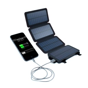 서바이벌 프로그 태양열 충전 보조배터리 5.5W 4패널 핸드폰 무선 충전 USB 포트 2개 손전등 기능 마그네틱 케이스