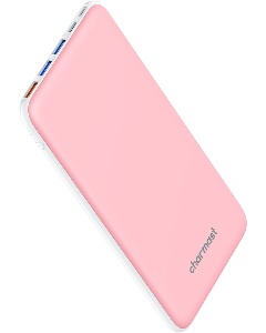 샤마스트 26800mAh 휴대용 휴대폰 보조배터리 슬림형 3A 고속충전 USB C 3입력 및 4출력 Pink