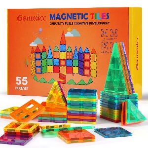 Gemmicc 마그네틱 타일 타일 블록 창작 놀이 장난감 3D 자석 퍼즐 블록 55조각