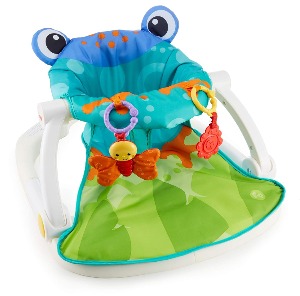 피셔프라이스 휴대용 아기 의자, 허리 지지대 바닥 좌석 의자 발달용 장난감 및 세탁기 세척 가능 좌석 패드 - Frog
