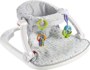 피셔프라이스 휴대용 아기 의자, 허리 지지대 바닥 좌석 의자 발달용 장난감 및 세탁기 세척 가능 좌석 패드 - Gray