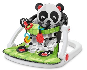 피셔프라이스 휴대용 아기 의자, 허리 지지대 바닥 좌석 의자 발달용 장난감 및 세탁기 세척 가능 좌석 패드 - Panda