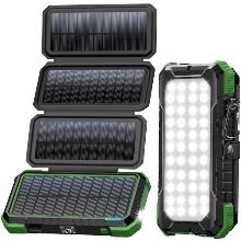 BLAVOR 태양광 충전기 보조배터리 18W 20000mAh 대용량 QC3.0 고속 충전 캠핑 조명 손전등 - Green