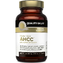 Quality of Life 프리미엄 키노코 골드 AHCC 보충제, 면역 강화 간 기능 건강 지원 자연 킬러 세포 활동 유지 및 사이토카인 생산강화 버섯효모 추출물 60캡슐