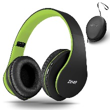 ZIHNIC 블루투스오버이어 해드폰 접이식 무선 및 유선 스테레오 헤드셋 마이크로 SD/TF, 휴대 전화용 FM, PC, 경량 헤드폰 Black Green