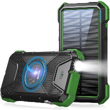 BLAVOR 태양광 충전 보조배터리, PD 18W QC3.0 고속 충전 10W 무선 충전기 20000mAh 태양광 발전 휴대폰 배터리 Green