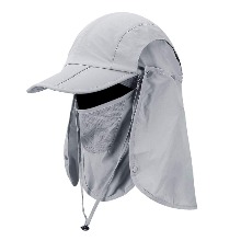 Cristgee 자외선 차단 접이식 선캡, 트레킹 등산 낚시 모자, 얼굴 목 보호 UPF 50+ 보호 캡 야외 스포츠 모자 Light Gray