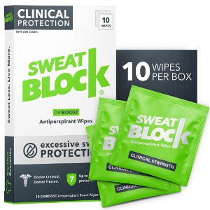 [당일배송] SweatBlock 데오드란트 물티슈 땀 발한 억제제 - 다한증 위한 사용 당 최대 7 일간 땀 발생 감소